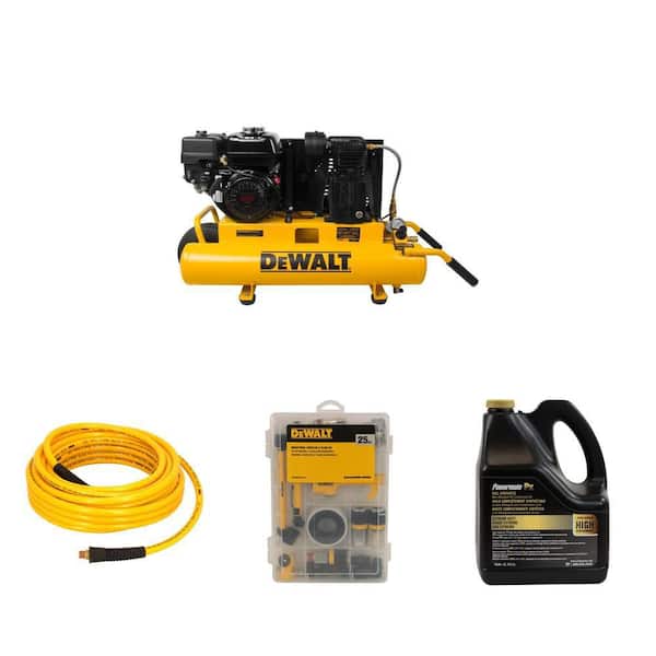 8 Gal. 150 PSI Gas Wheelbarrow Compressor, Hose, Coupler Kit, Oil