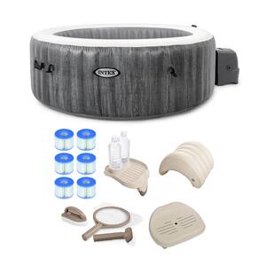 Greywood Deluxe 4-Person 140-Jet Inflatable Hot Tub with Bubble Jet Spa Kit
