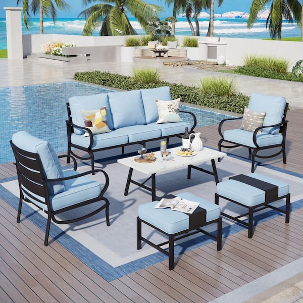 SUNVIVI 5-Piece Aluminum Patio Conversation Set with Light