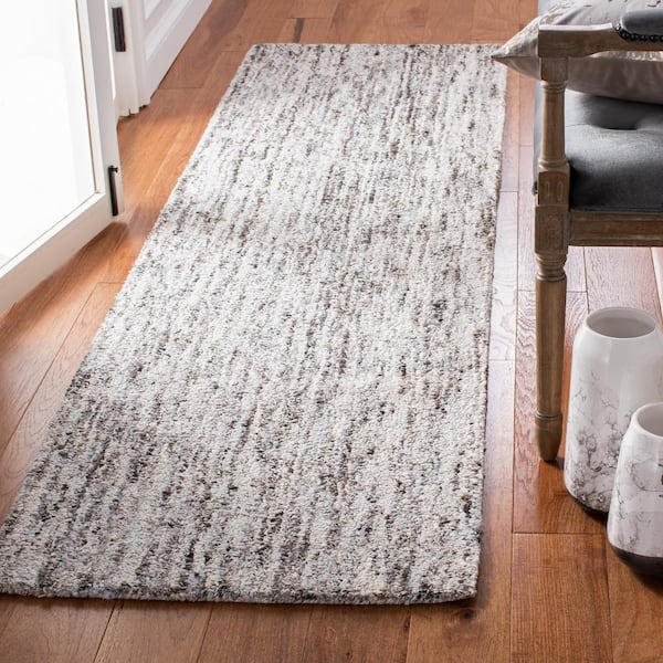 Abstract Gray 2 ft. x 8 ft. Distressed Runner Rug