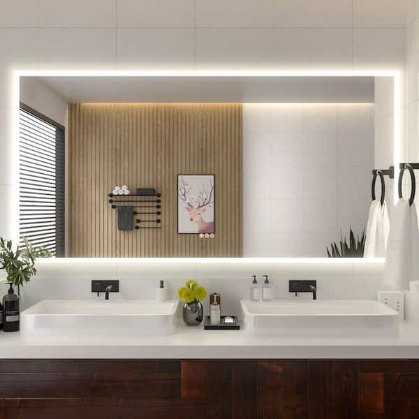 niveal 72 in. W x 36 in. H Rectangular Frameless LED Wall Bathroom Vanity Mirror