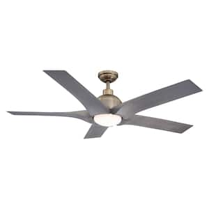 56 in. Indoor Integrated LED Brushed Bronze DC Motor Ceiling Fan with Light and Remote Control