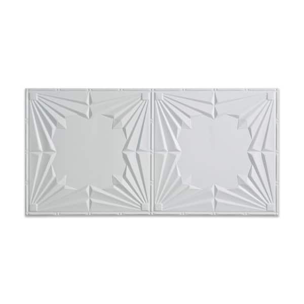 Fasade Art Deco 2 ft. x 4 ft. Glue Up PVC Ceiling Tile in Gloss White