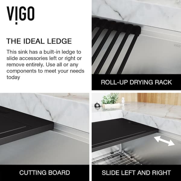 VIGO Hampton 32 Stainless Steel Single Bowl Workstation Undermount Kitchen  Sink with Matte Black Faucet and Accessories VG151039 - The Home Depot