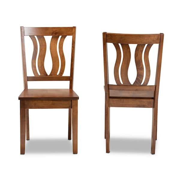 Baxton Studio Fenton Walnut Brown Solid Wood Dining Chair (Set of 2)