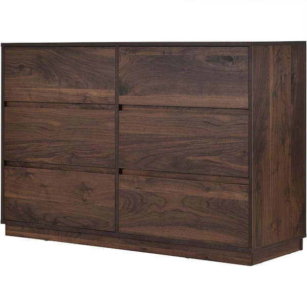 Utopia 4niture Elia 47.20 in. 6-Drawers Dark Brown Mid-Century Modern Dresser