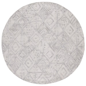 Textual Gray 6 ft. x 6 ft. Native American Round Area Rug
