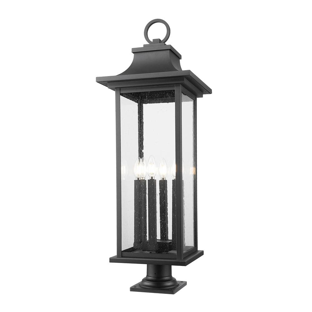 Tiberius 36.75 in. 6 Light Black Aluminum Hardwired Outdoor Weather Resista