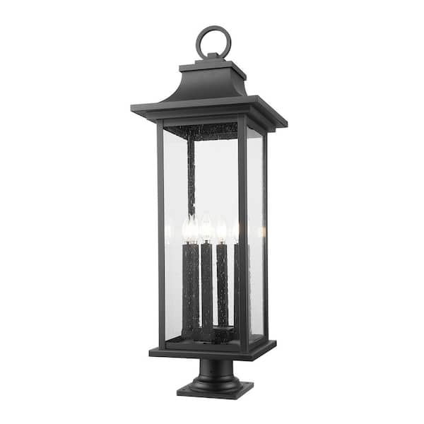 Tiberius 36.75 in. 6 Light Black Aluminum Hardwired Outdoor Weather Resistant Pier Mount Light with No Bulbs Included