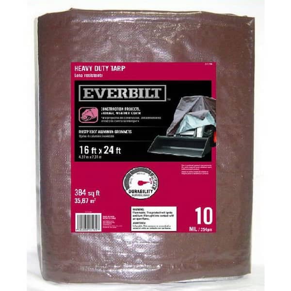 Everbilt 16 ft. x 24 ft. Brown/Silver Heavy Duty Tarp