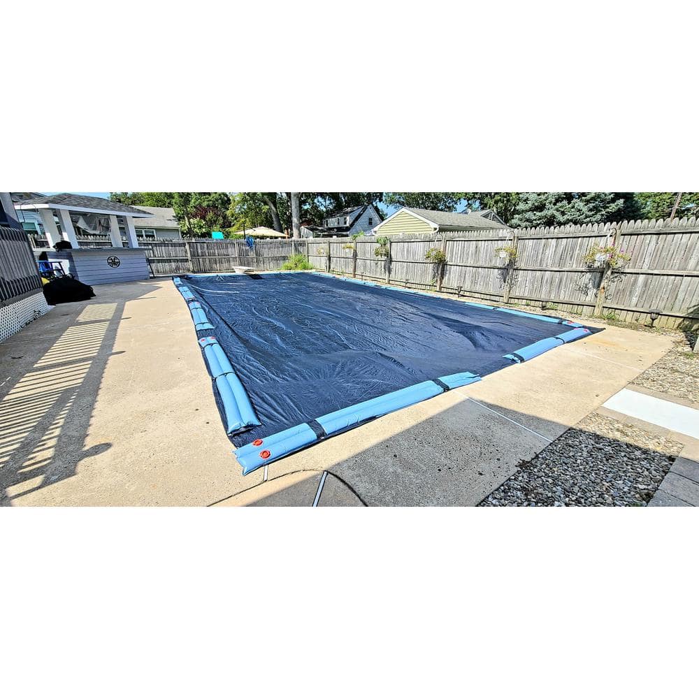 Blue Laminated Polyethylene Rectangular Pool Winter Cover, 25 x 45 ft