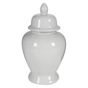 Decorative White Porcelain Decorative Ginger Jar with Lidded Top