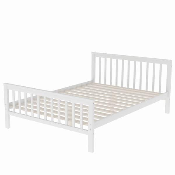 Harper & Bright Designs White Twin Over Full Loft Bed with Storage