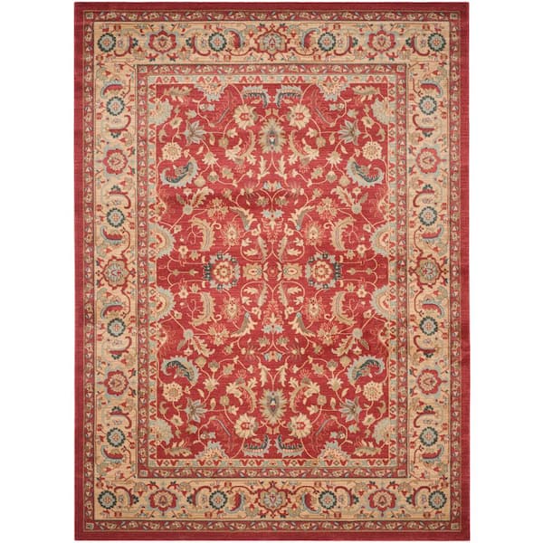 SAFAVIEH Mahal Red/Natural 12 ft. x 18 ft. Border Floral Area Rug