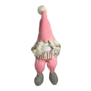 Jute Pink and White Fabric Sitting Gnome