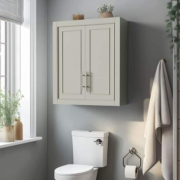 22 in. W x 8 in. D x 26 in. H Bathroom Storage Wall Cabinet in Gray