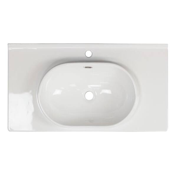 American Imaginations 36-in. W x 20-in. D Ceramic Vanity Top In White Color For Single Hole Faucet