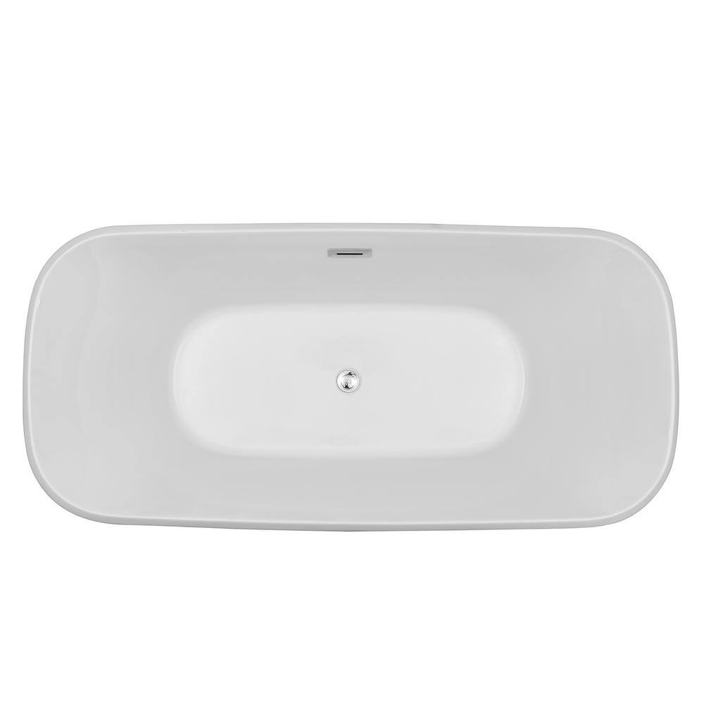 67" Glossy White Acrylic Freestanding Soaking Bathtub