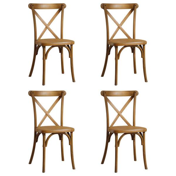 AUTMOON Natural X-Back Chair Set of 4, Mid Century Chair Modern Farmhouse Cross Back Chair