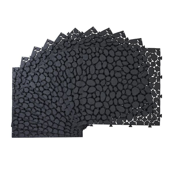 Tidoin Outdoor 1 ft. x 1 ft. Composite Deck Tile in Black (12 Per Box)