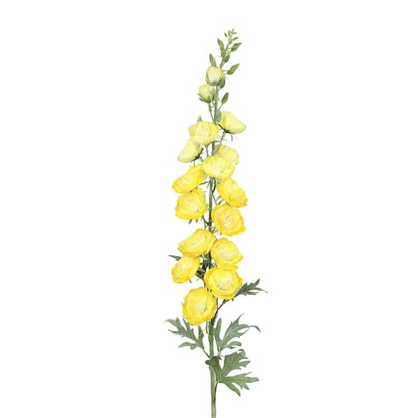 36 in. Yellow Artificial Hybrid Delphinium Flower Stem Spray (Set of 2)