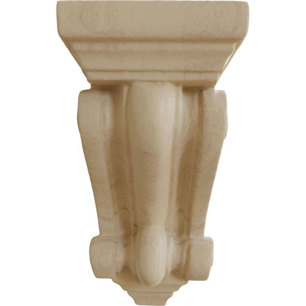 Devon Hand-Carved Rubberwood Traditional Corbel, 4.25" Height