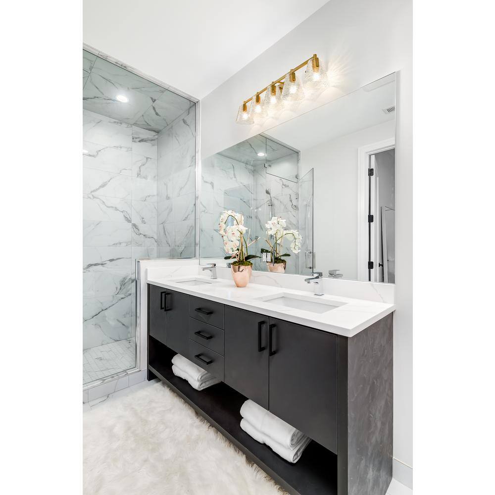 Analia Modern Gold 5-Light Vanity with Clear Ribbed Glass Shades