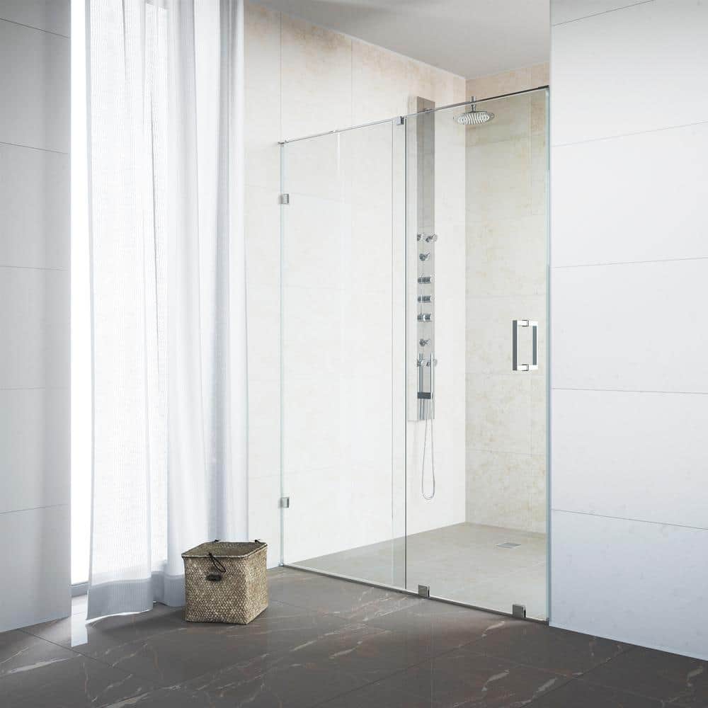 Ryland 60" Frameless Chrome Sliding Shower Door with Clear Glass