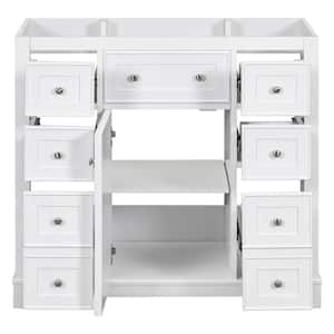 35.6 in. W x 17.9 in. D x 33.4 in. H Bath Vanity Cabinet without Top with 6-Drawers, Adjustable Shelf in White