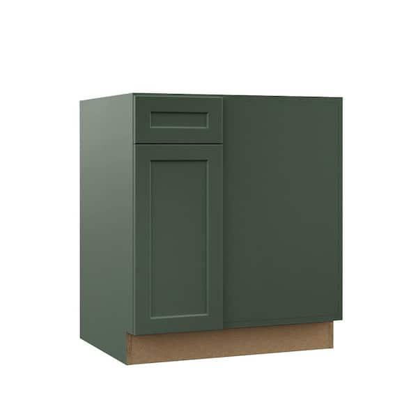 Designer Series Melvern 30 in. W 24 in. D 34.5 in. H Assembled Shaker Right Blind Corner Base Kitchen Cabinet in Forest