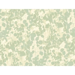 Green Pressed Leaves Unpasted Paper Matte Wallpaper, 27 in. by 27 ft.