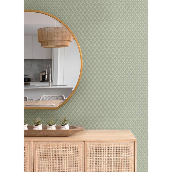 4143-34005 - Trevor Grey Leaf Trellis Wallpaper-Botanica