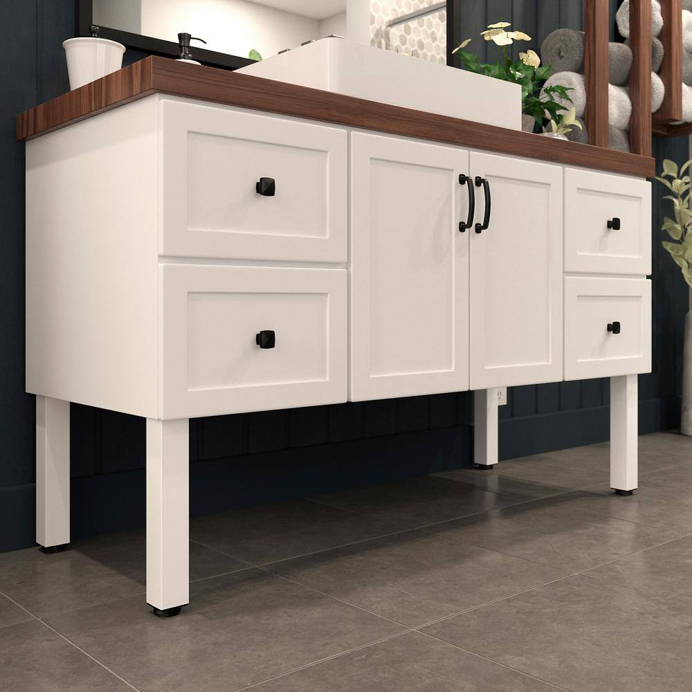 Adjustable Black Steel Square Furniture Legs Set of 4