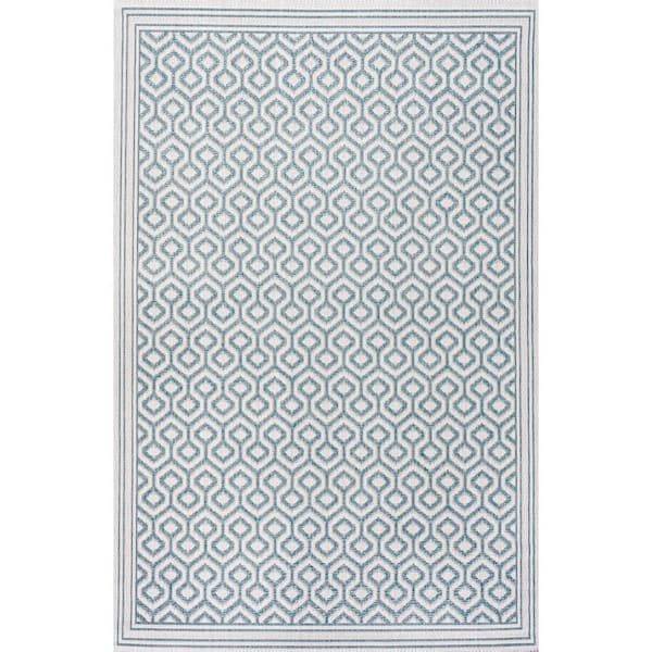 Marvao Diamond Trellis Teal/Gray 8 ft. x 10 ft. Indoor/Outdoor Area Rug