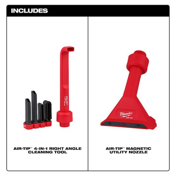 Milwaukee AIR-TIP 1-1/4 in. to 2-1/2 in. Cross Brush Tool and 3-IN-1 Crevice  Tool Wet/Dry Shop Vacuum Attachment Kit (2-Piece) 49-90-2035-49-90-2023 -  The Home Depot