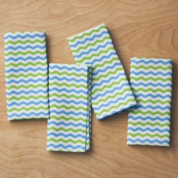 Company Cotton Arienna Wave Green Multi 19 in. x 19 in. Napkin (Set of 4)