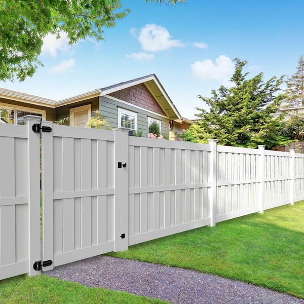 Palisade 6 ft. x 8 ft. White Shadowbox Vinyl Fence Panel