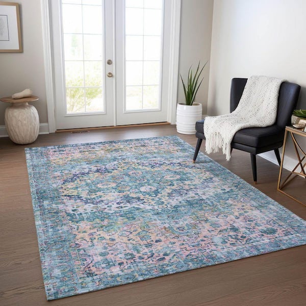 Chantille Machine Washable Indoor/Outdoor Abstract ACN1755 Denim 5 ft. x 7 ft. 6 in. Area Rug