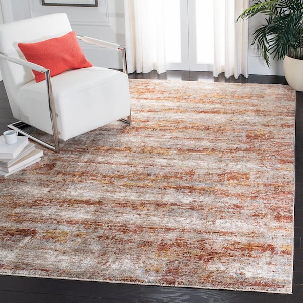 Valencia 6 ft. x 6 ft. Beige/Rust Distressed Marble Square Area Rug