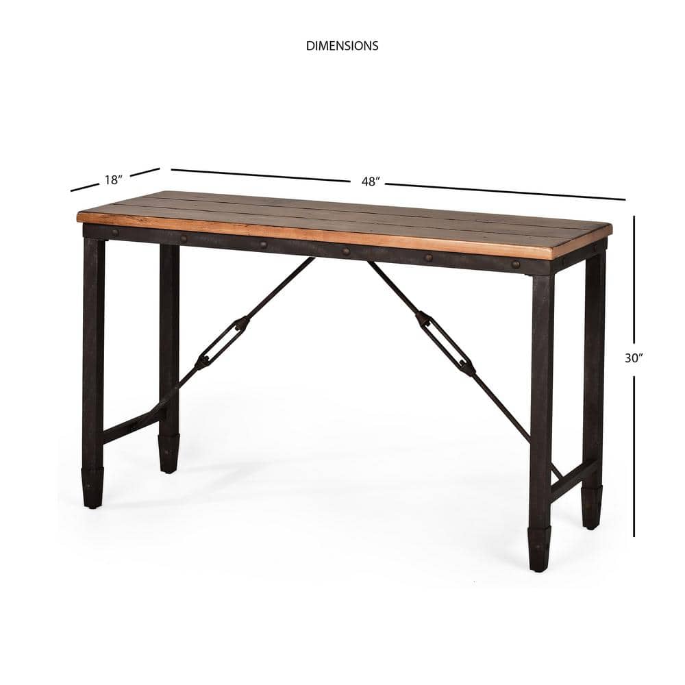 Ashford Industrial Gray-Brown Rectangular Console Table