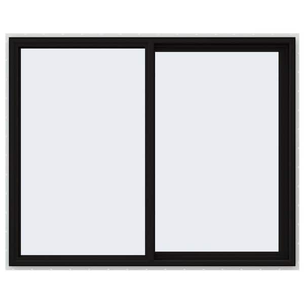 JELD-WEN 60 in. x 48 in. V-4500 Series Black Exterior/White Interior FiniShield Vinyl Right-Handed Sliding Window w/ Mesh Screen