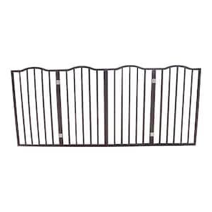 72.4 in. W Folding Pet Gate - Dog Gate for Doorways, Stairs or House - Freestanding, Arc Wooden in Dark Brown