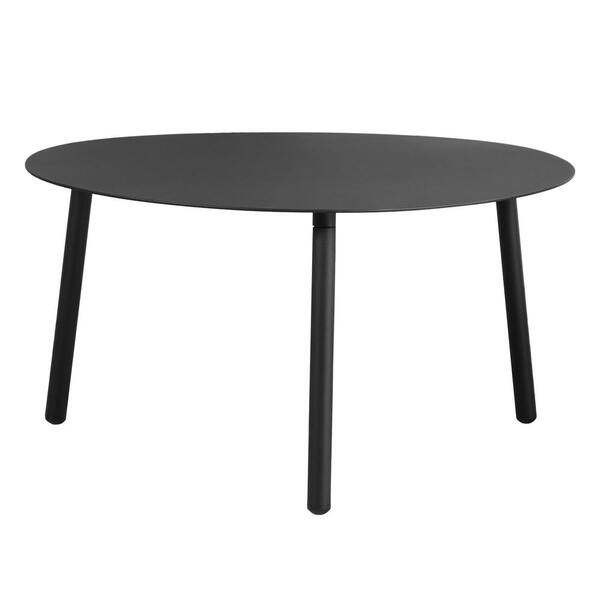 Sudzendf 27.50 in. W Black Metal Patio Outdoor Coffee Table Easy to Assemble, Rust Resistant