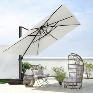 10 ft. x 10 ft. Square Cantilever Patio Umbrella with Weighted Base in Off-White