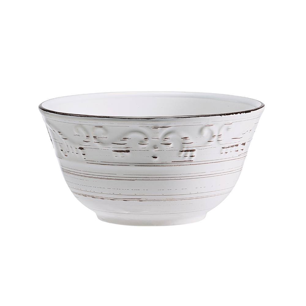 White Ceramic Rustic Patterned Serving Bowl Set of 3
