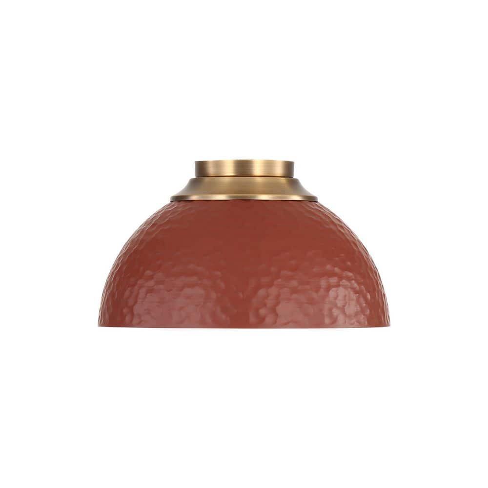 Shepard 13.75 in. 3-Light Modern Brass Farmhouse Flush Mount with Russet Clay Shade, No Bulbs Included price history on PriceWatchPro