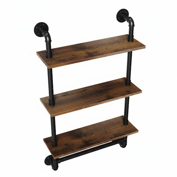 23.6 in. W x 7.8 in. D Rustic Brown Wood Industrial Floating