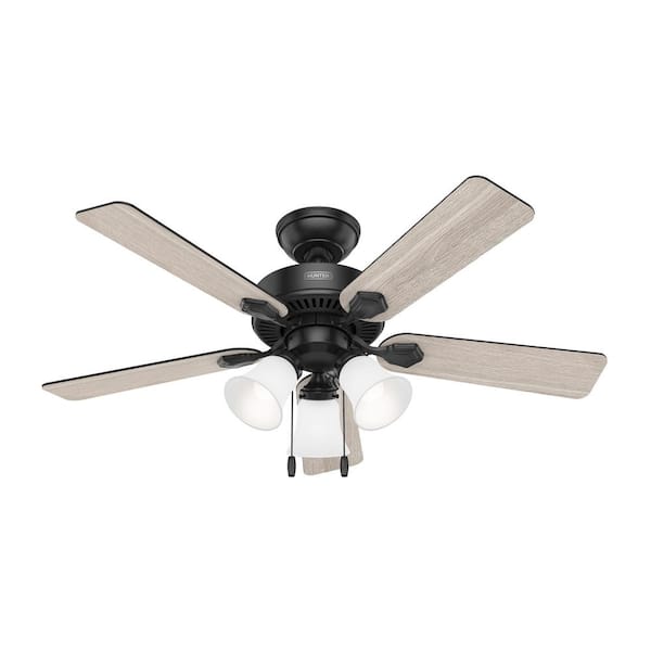Hunter Swanson 44 in. Indoor Matte Black Standard Ceiling Fan with LED Bulbs Included