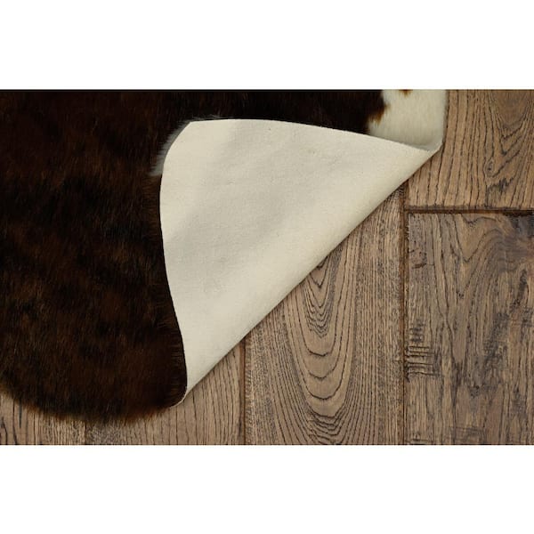 Crocus Dark Brown 4 ft. x 5 ft. Faux Cow Hide Mini Ex Brindle Area rug