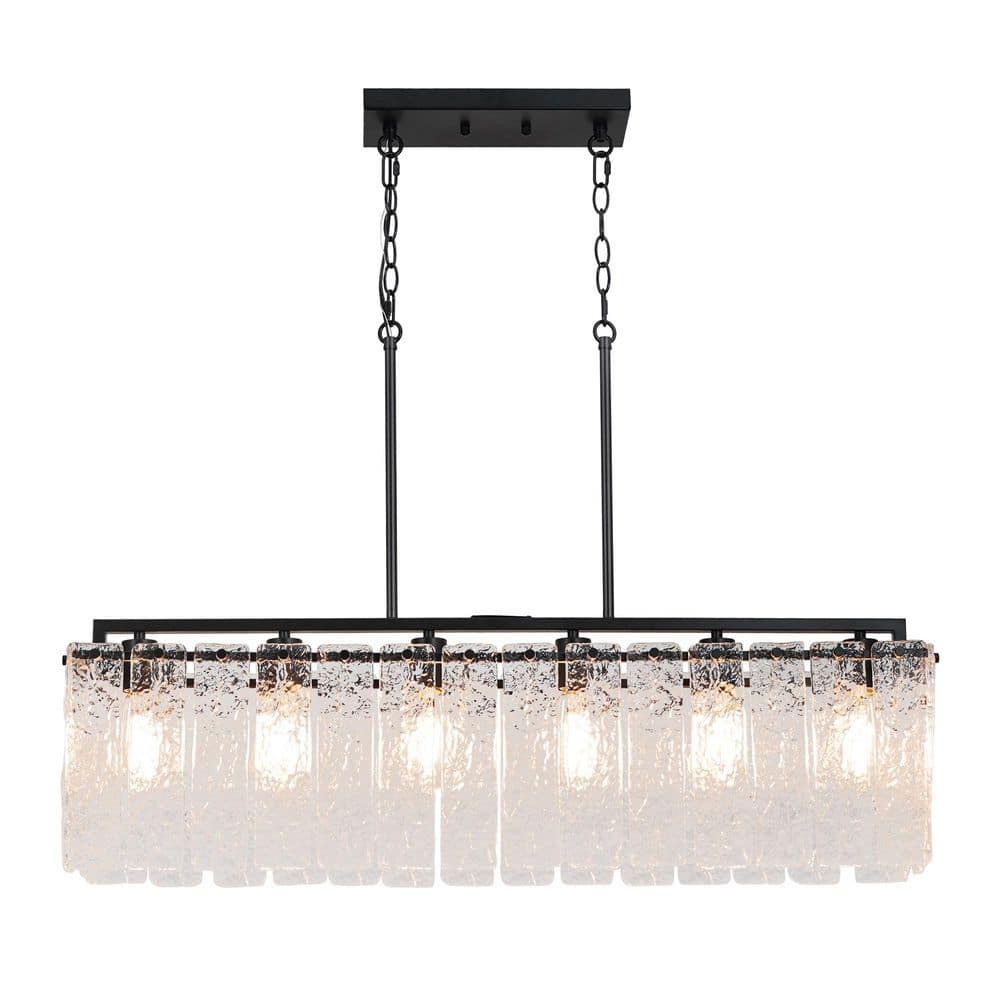 6 light Black Modern Linear Rectangular Chandelier for Dining Room Kitchen Island with no bulbs included price history on PriceWatchPro